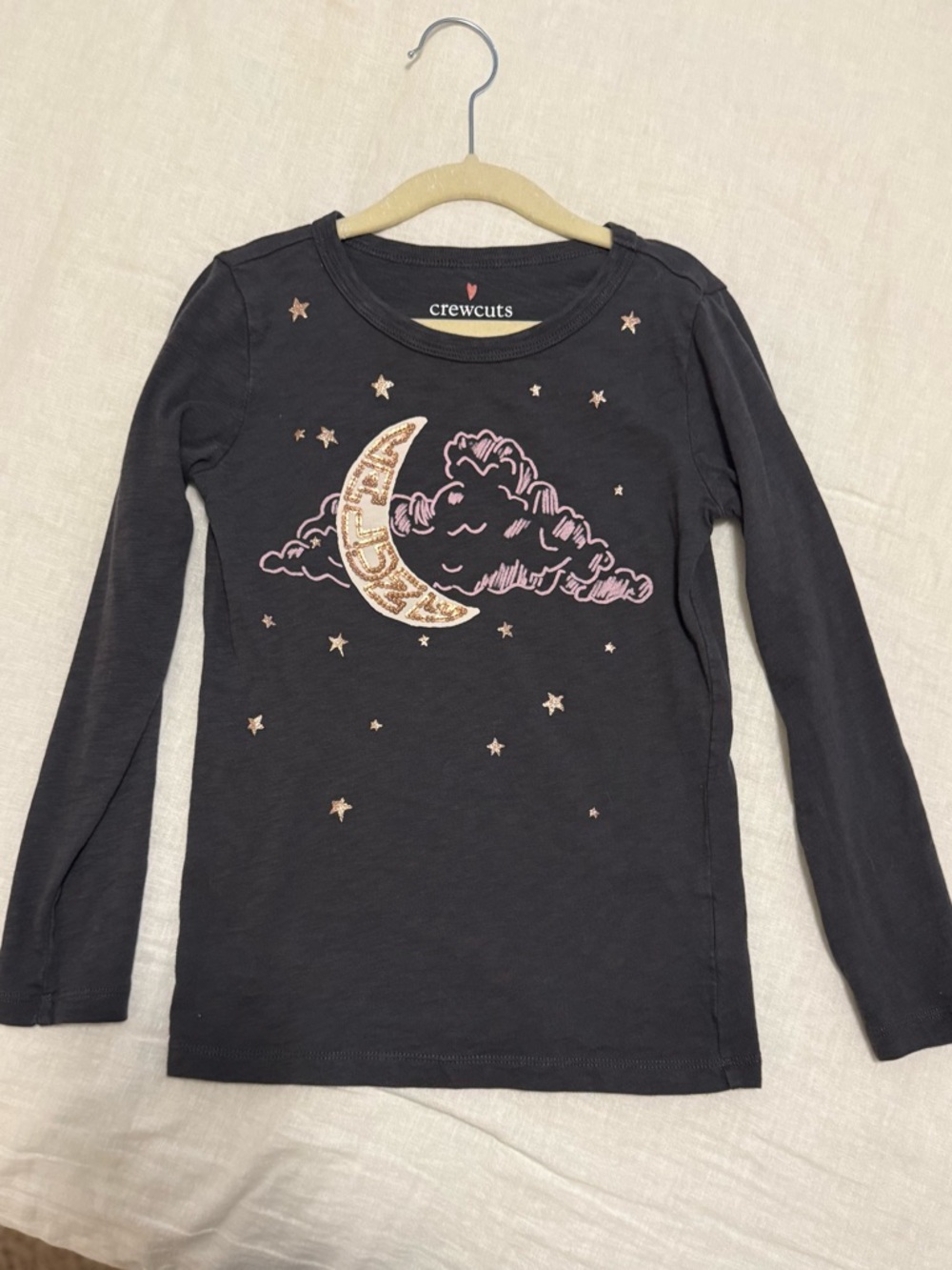 Crewcuts Night Sky Beaded Embellished Dark Gray Knit Long Sleeve Sz 6/7 NWOT